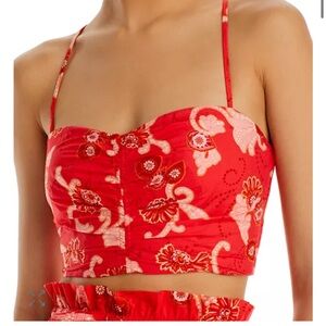 NWT ALC $295 Red Floral Crop Top size 8